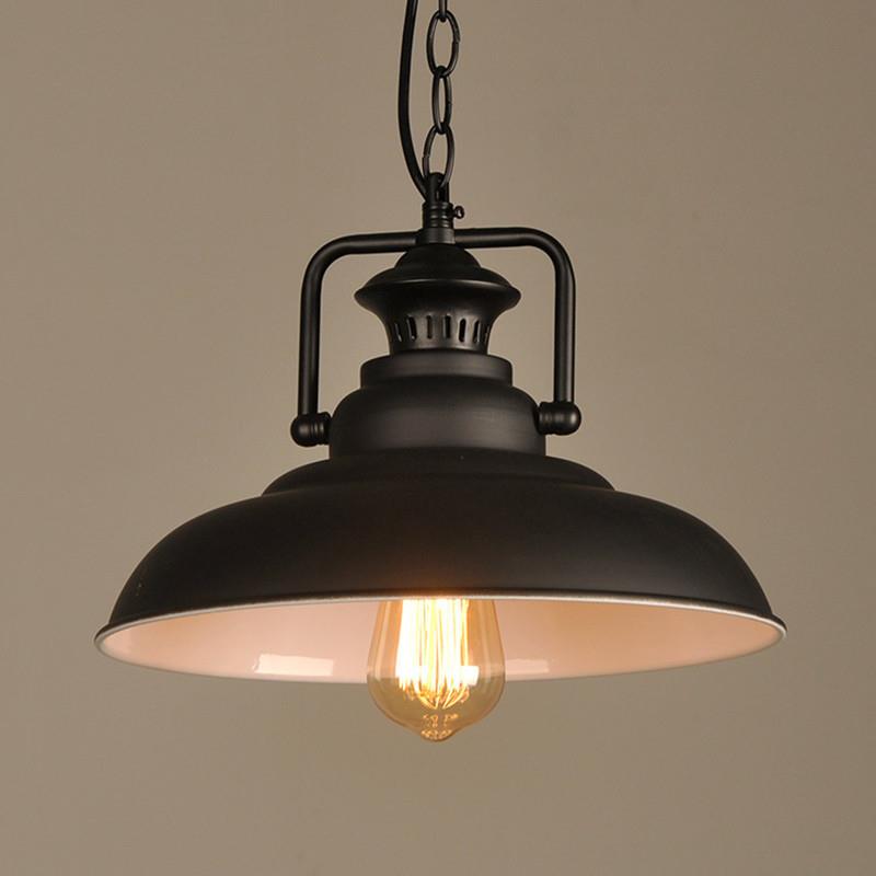 工业风复古铁艺吊灯黑白锅盖餐厅饭店咖啡厅饭馆简约酒吧吧台灯具