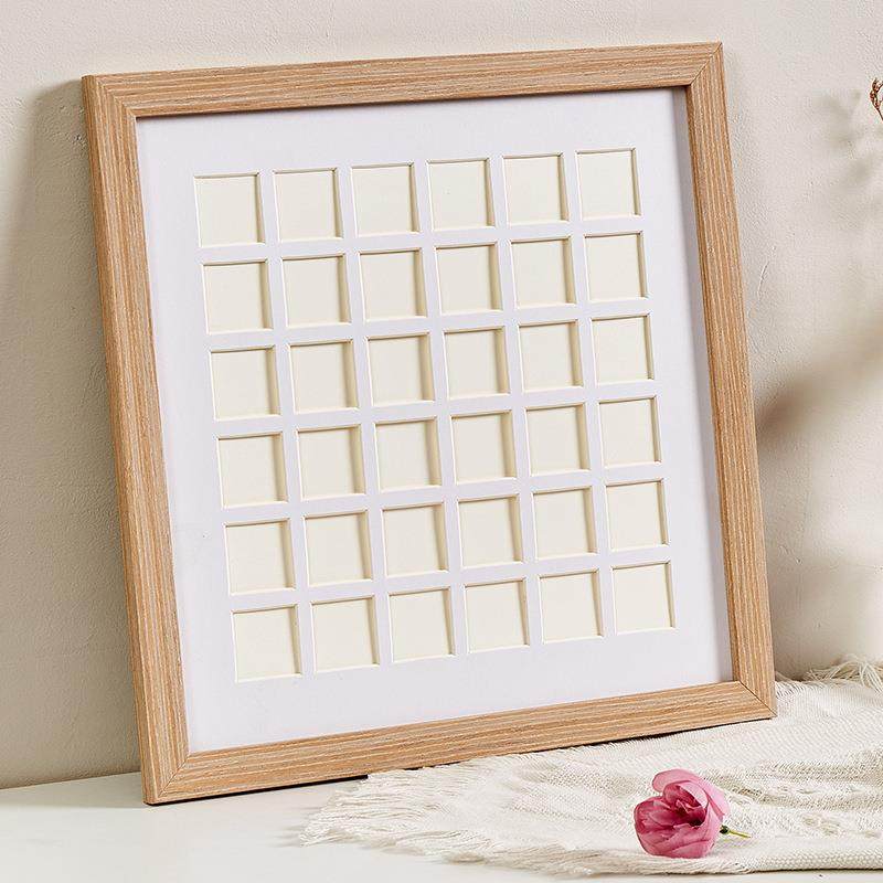 48宫格卡纸相框手工美术作品画框装裱衍纸实木框架挂墙100格子