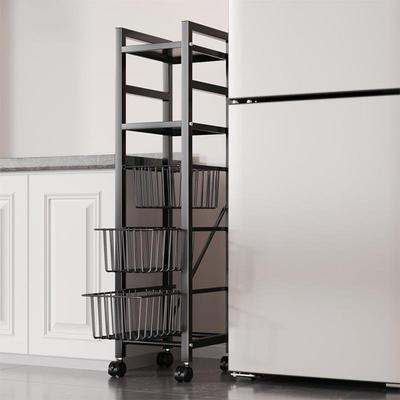 厨房置物架多层架子放蔬菜篮子带滑轮微波炉烤箱收纳储物