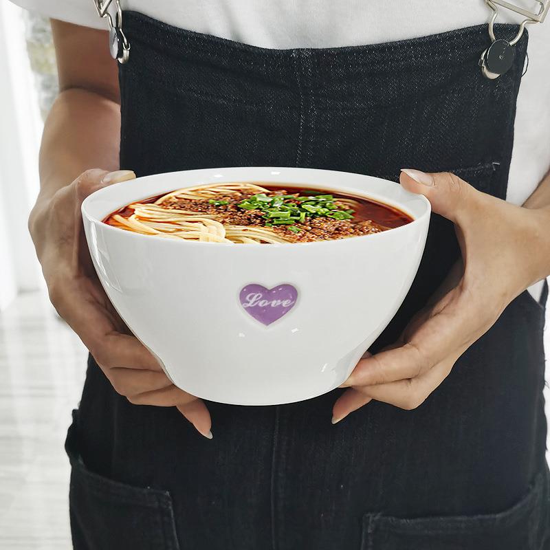 陶瓷碗6英寸水果碗创意家用大号泡面碗餐具办公食堂饭碗微波炉