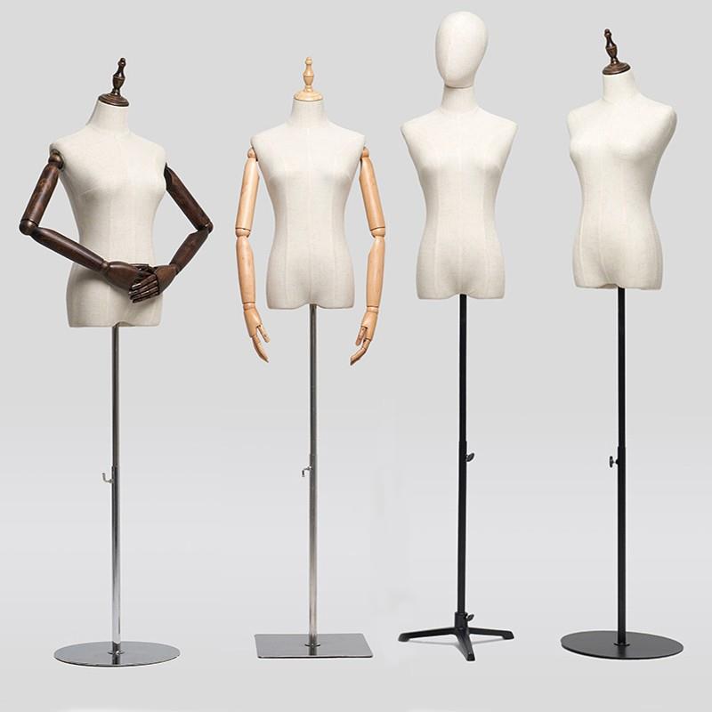 半身女模特 模特道具 服装模特 带头半身模特 麻布活动手女模特