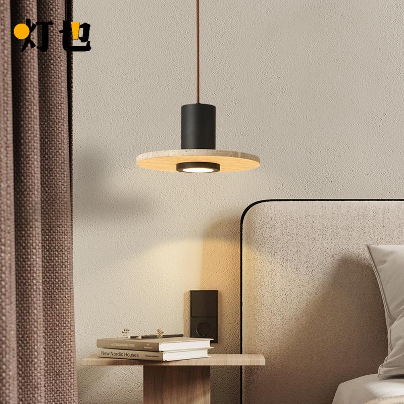 黄洞石日式侘寂风卧室床头吊灯创意奶油风民宿复古北欧餐厅小吊灯