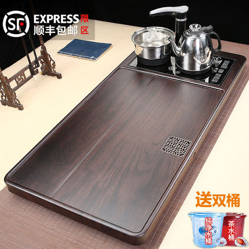 家用实木茶盘功夫大茶台办公室客厅茶海烧水壶一体全自动茶具套装