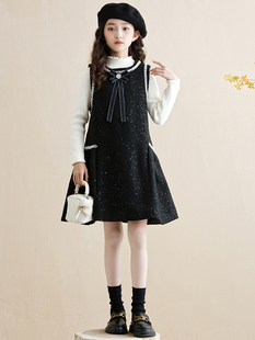 女童连衣裙冬季2025新款中大童小香风背心裙子套装女孩公主裙冬装