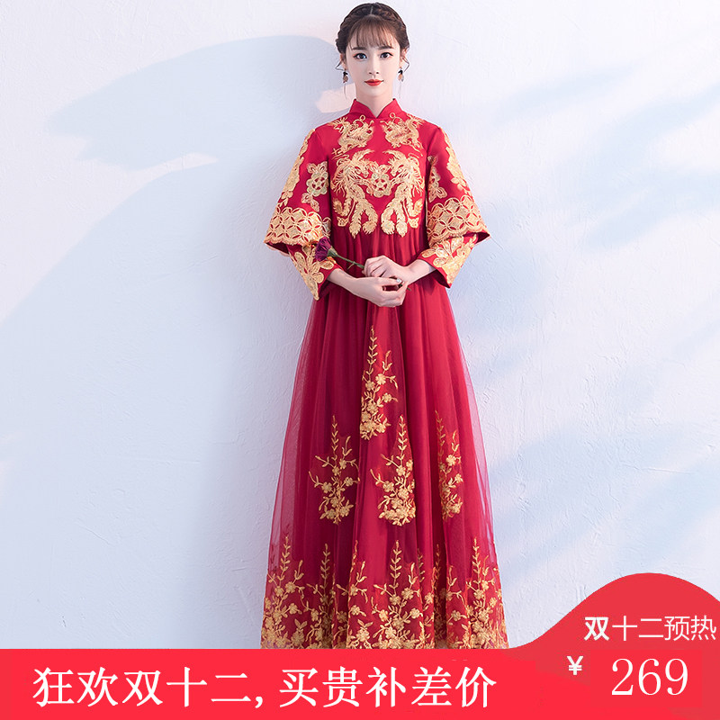 新娘胖人敬酒服长袖肚子冬季妈妈显瘦遮肚大码礼服婚纱孕妇怀|msdalam kategori Butik wanita / wanita, perkahwinan/Cheongsam/pakaian, pakaian/malam - dari Buy2taobao.com untuk memberikan perkhidmatan ejen Taobao profesional membeli