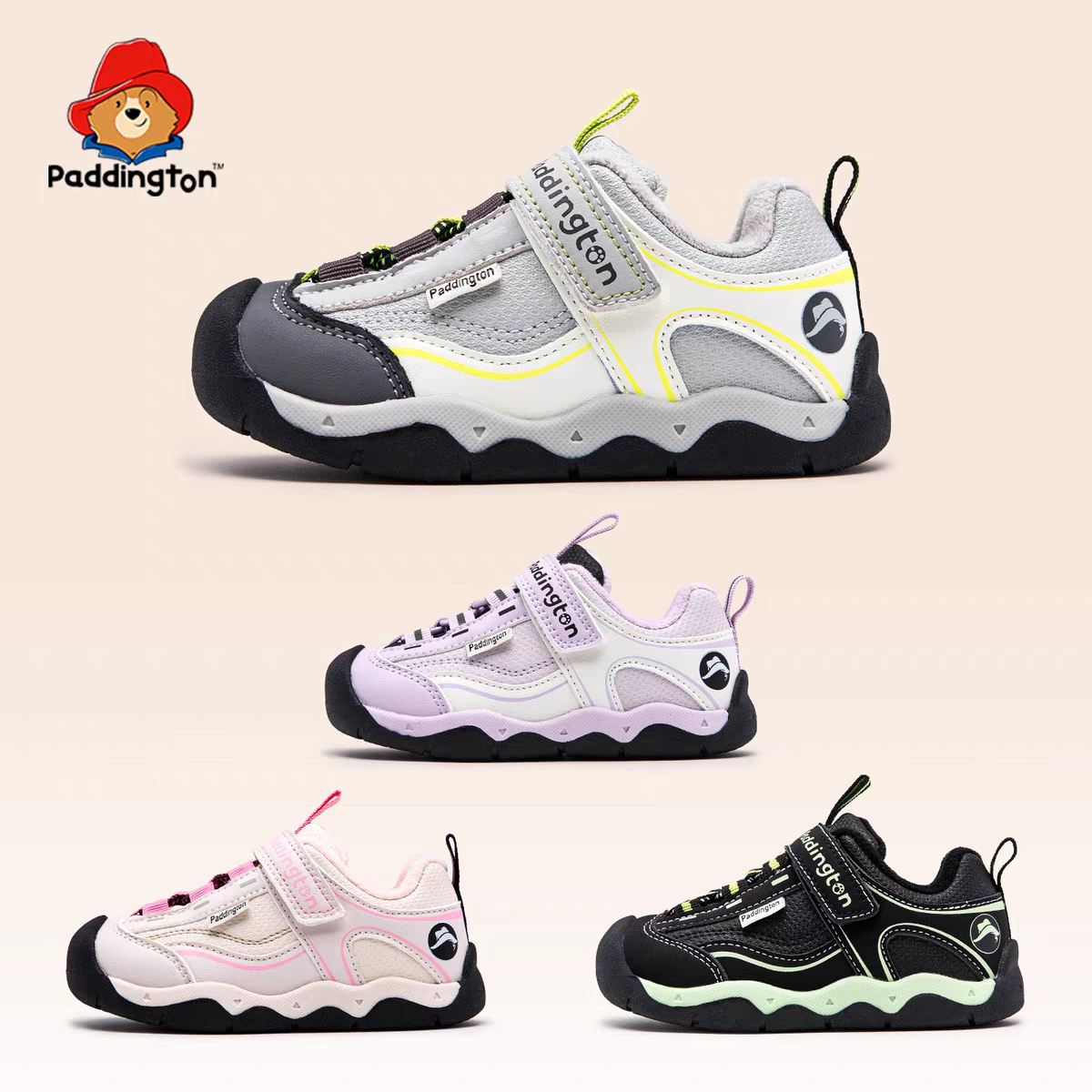 帕丁顿熊儿童运动鞋男童2025冬季新款女宝学步鞋保暖加绒机能鞋子