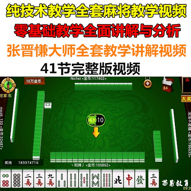 广东麻将技术技巧专业视频教程全国纯手法麻将牌教学视频教程大全
