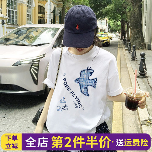 ulzzang卡通设计感印花短袖t恤女