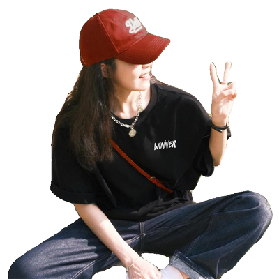 黑色正肩t恤女短袖ins街头风潮牌