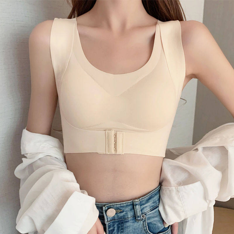 美背前排扣内衣四合一防驼背纠正塑形收腹挺胸文胸背心女2022新款