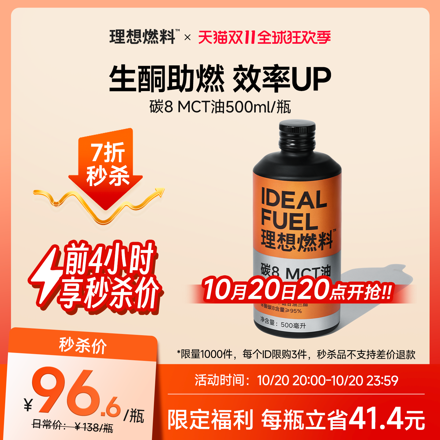 【高纯度】生酮碳8mct油大脑快充