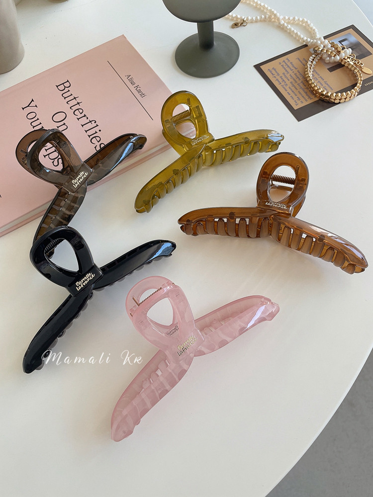 适合发量多韩国ins加大号果冻色交叉发抓抓夹百搭外出盘发鲨鱼夹