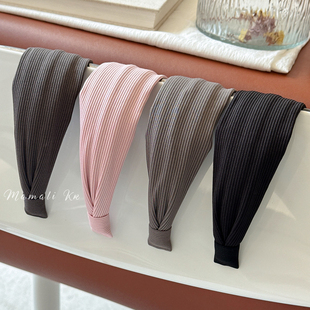 韩系宽边薄针织复古头箍高颅顶时尚 发饰 发饰纯色发箍发卡2025新款