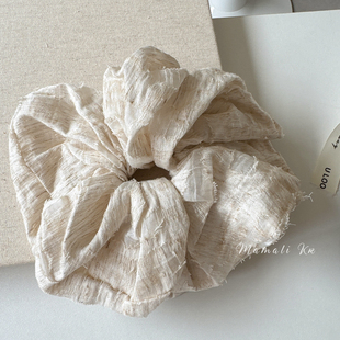 法式 文艺复古亚麻色大肠发圈气质慵懒高级感头花优雅简约森系头绳