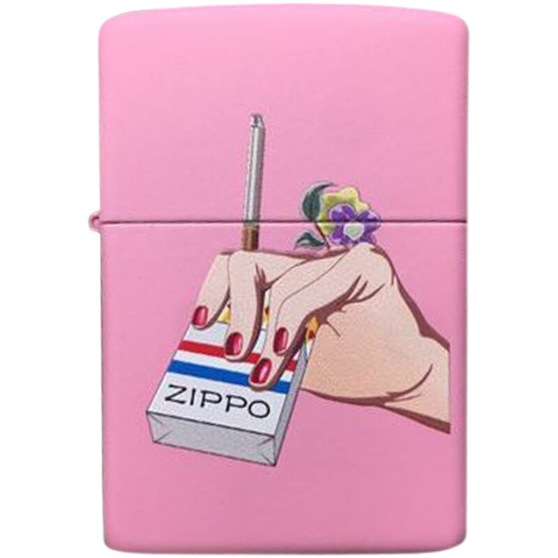 美国zippo正品原装芝宝防风煤油打火机粉红女郎个性创意点烟女郎