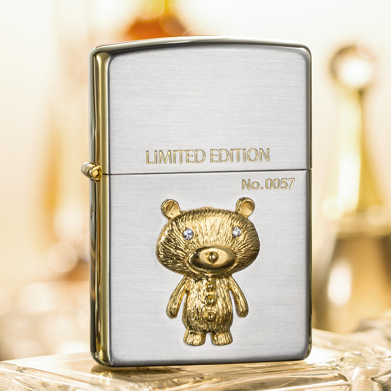 美国zippo正品原装之宝防风煤油打火机日韩版站立的小熊限量版