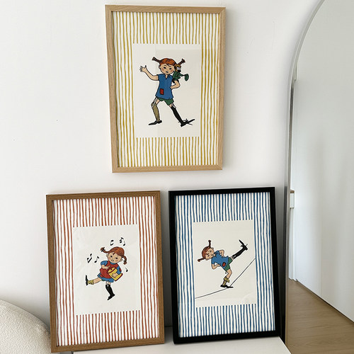 《长袜子皮皮》瑞典国宝级童话实木艺术儿童房摆件礼物玄关装饰画