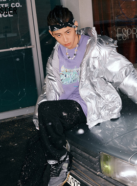 BEASTER X 小鬼联名小恶魔明星同款可拆卸帽子印花时尚保暖羽绒服