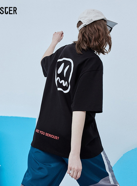 BEASTER 小恶魔鬼脸情侣装夏装潮牌嘻哈短袖T恤男国潮半袖体恤ins