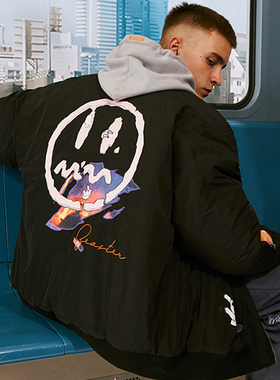 BEASTER小恶魔鬼脸无帽棉衣潮牌保暖宽松休闲保暖棉服