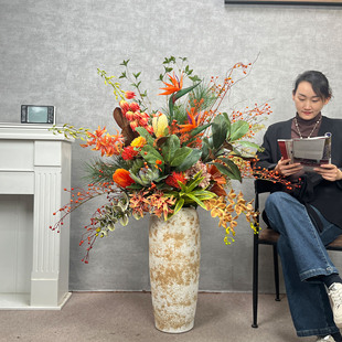饰花艺复古风落地摆件高档花束成品 假花仿真花摆设客厅高级大束装
