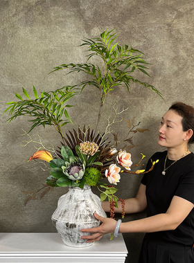 诧寂风风影叶插花仿真花黄天竹假花装饰客厅高端摆花桌面花艺摆件