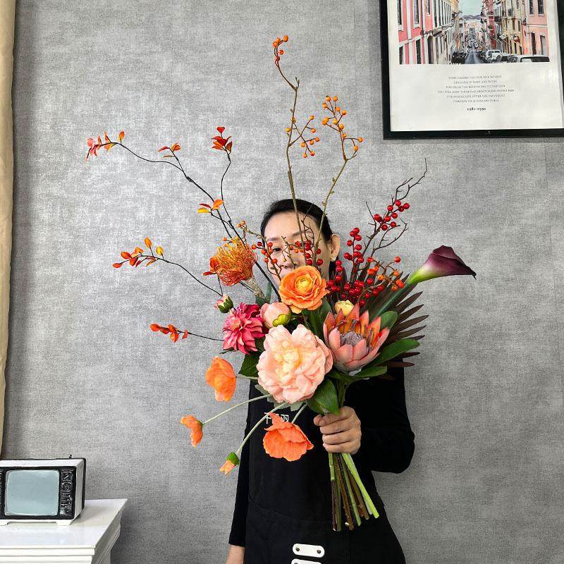 国风牡丹花仿真花束摆件桌面花艺客厅电视柜新中式帝王花餐桌装饰图片