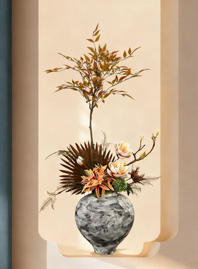 仿真花南天竹壁龛花艺国风假花墙洞装饰花摆设高级仿生花玄关花艺