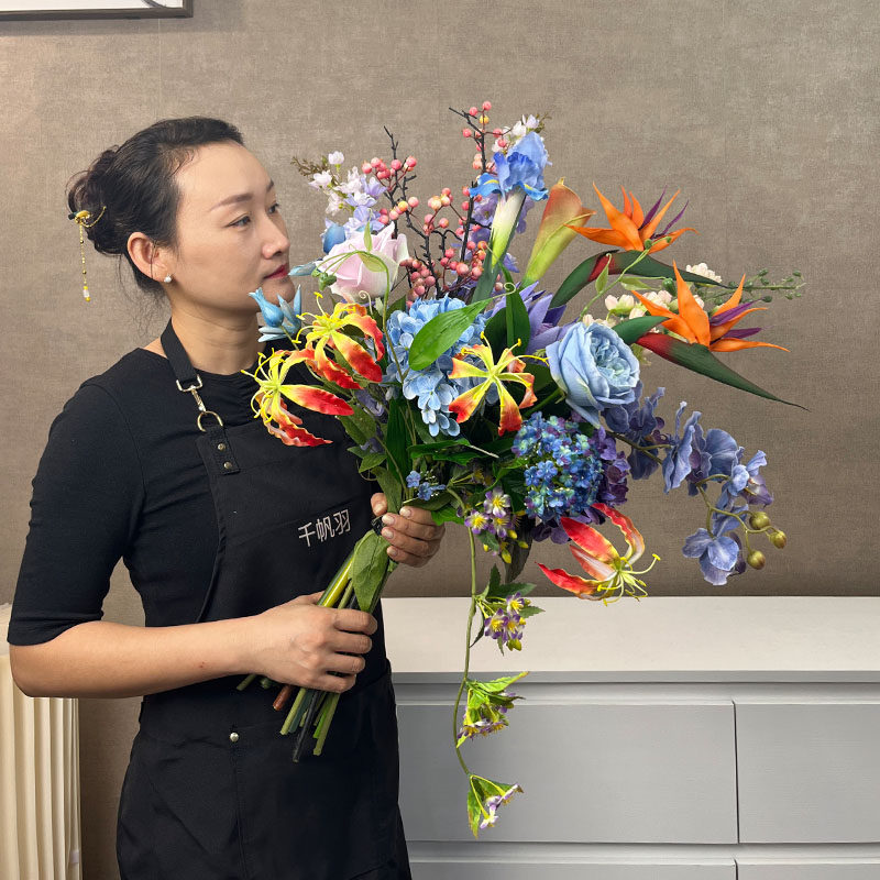 简约现代风仿真花束客厅摆设花酒店前台高品质摆设花民宿装饰假花