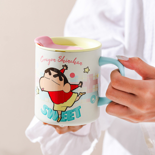 蜡笔小新儿童水杯家用带刻度保温马克杯男宝敞口喝水不锈钢牛奶杯