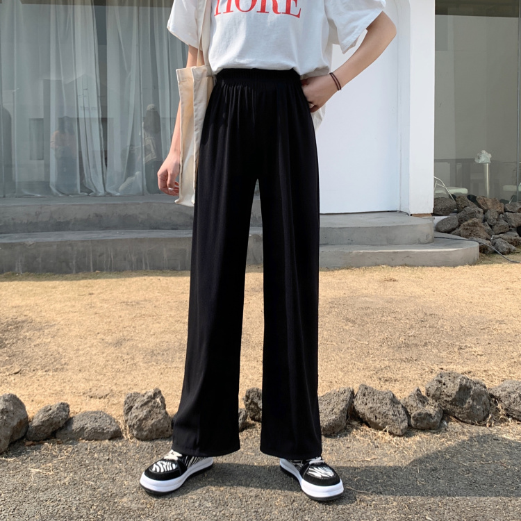 Real shot spring new Korean high waist thin wide leg pants with loose sag and versatile straight pants