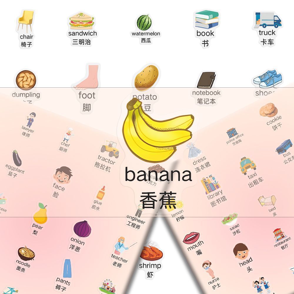 新款260张【升级透明款】小学英语贴纸重点基础词汇快速识记学习