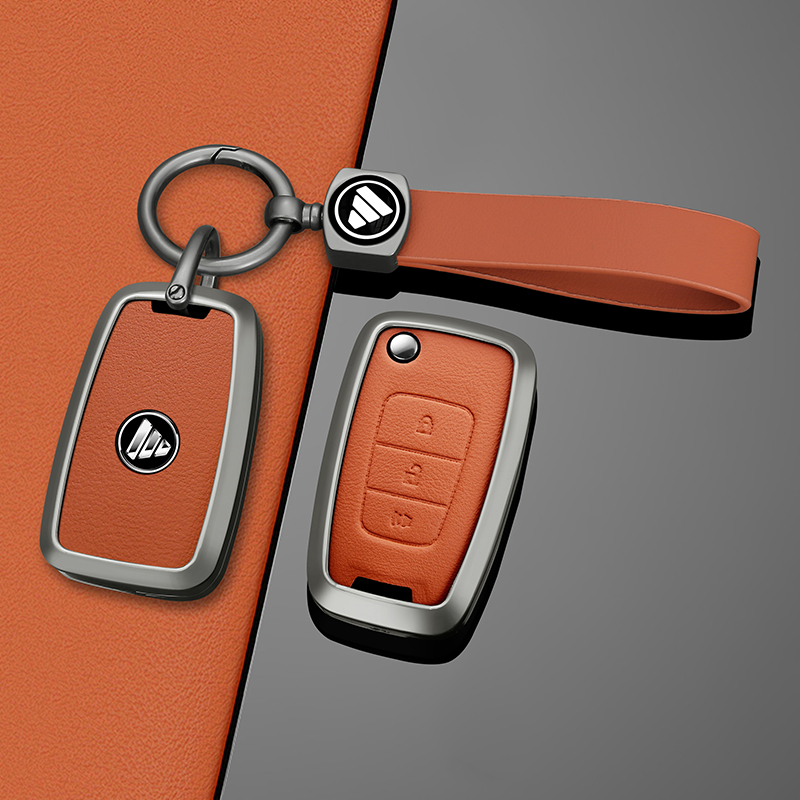 适用福田新款欧马可S1/S3智蓝钥匙套奥铃速运PRO金属壳皮革全包扣