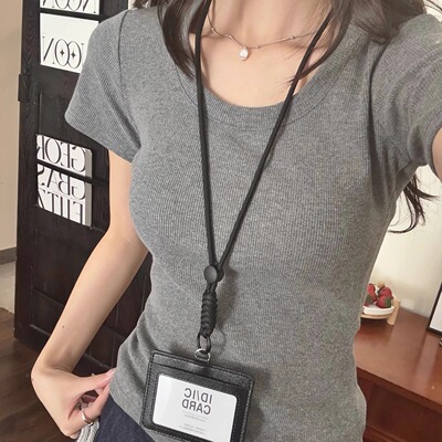 美式复古短袖t恤修身掐腰短上衣