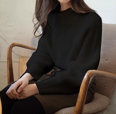 黑色半高领秋冬季韩版软糯毛衣