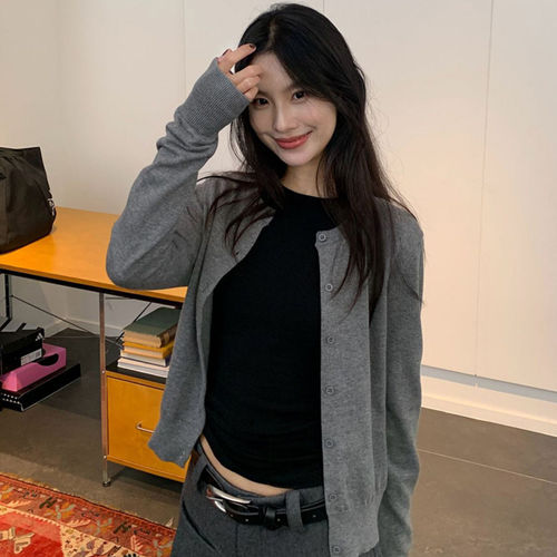 韩系高级感针织开衫外套女薄外套
