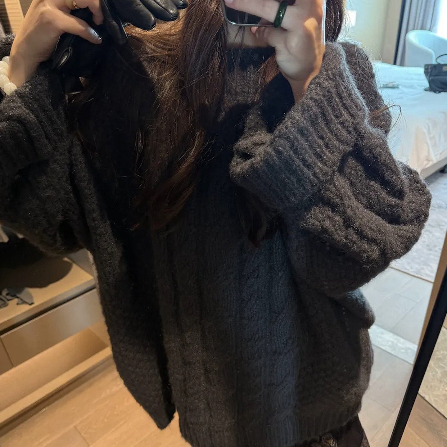慵懒风麻花宽松圆领大版毛衣女厚