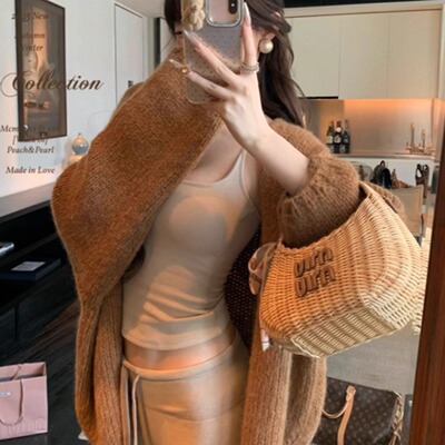 松弛感宽松加厚毛衣外套开衫上衣