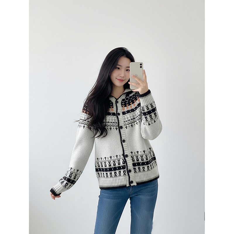 费尔岛连帽毛衣外套独特加厚上衣