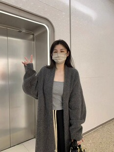 软糯高级感中长款针织开衫女秋冬慵懒风过膝加厚毛衣外套气质大衣