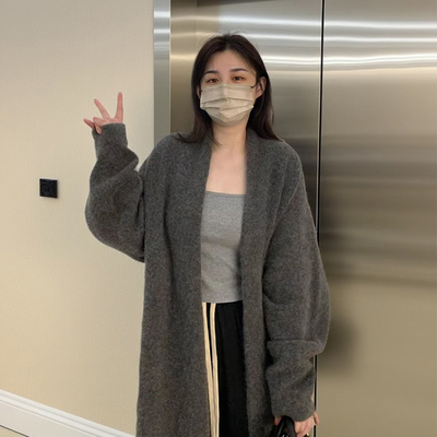 中长款过膝毛衣外套加厚针织开衫