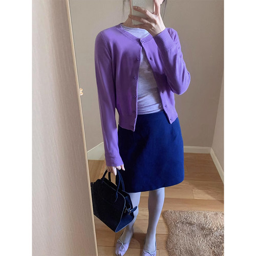 韩系修身短款针织外套女薄款秋季