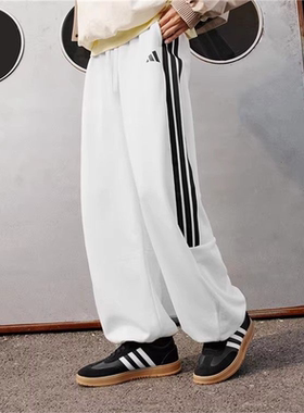 Adidas阿迪达斯女弯刀裤三条杠时尚百搭香蕉裤长裤JZ2331 JZ2329