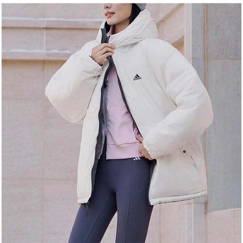 Adidas男士休闲双面穿连帽羽绒服