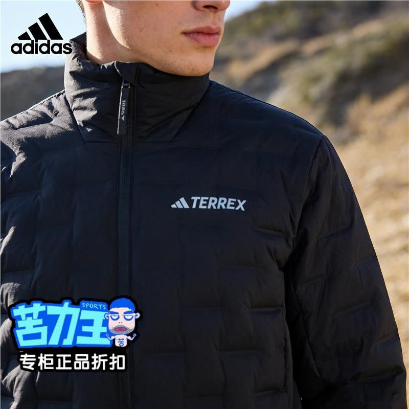 阿迪达斯正品外套男轻薄保暖2025新款adidas运动鹅绒羽绒服IY0076
