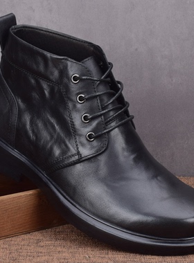 秋冬头层牛皮男士真皮马丁靴休闲百搭防滑中帮商务皮鞋英伦靴子男