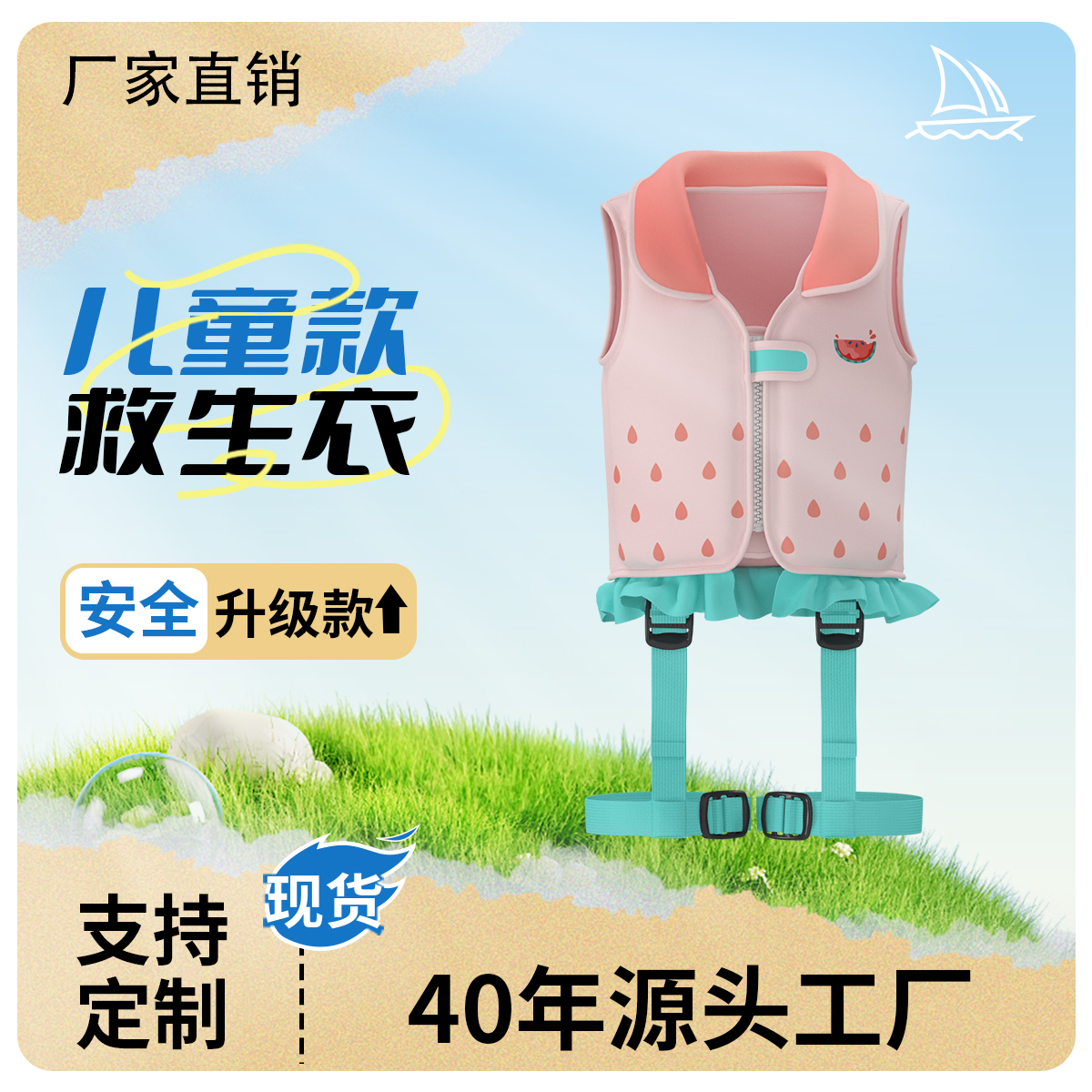 儿童浮力背心小孩救生衣宝宝浮力衣ins可爱水上乐园玩水游泳装备