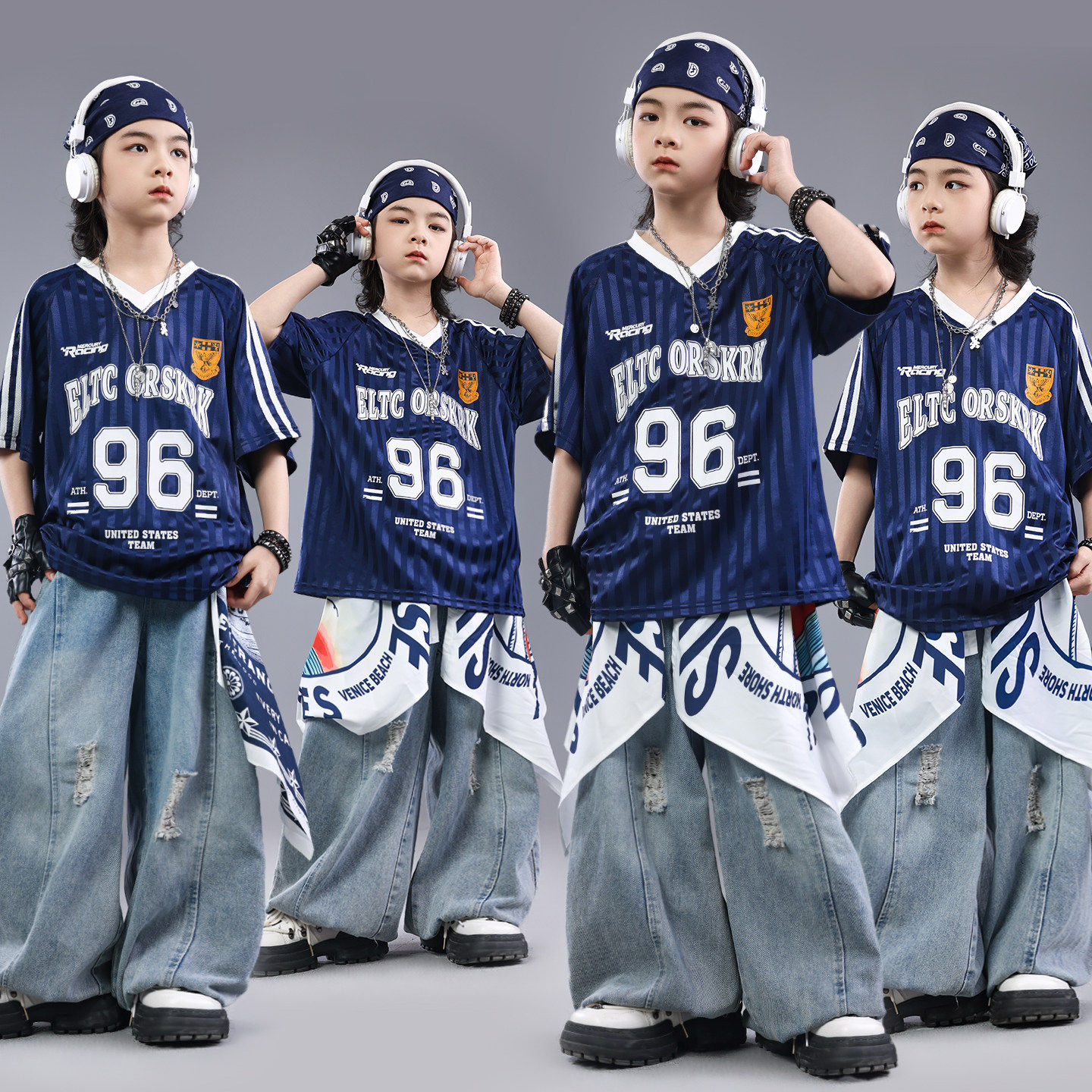 街舞儿童潮服少儿舞蹈表演服装hiphop架子鼓演出男童嘻哈宽松套装