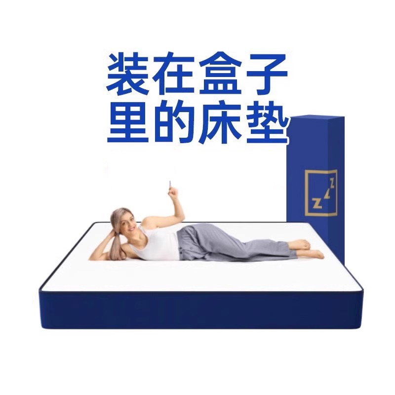 蓝色记忆棉真空压缩床垫