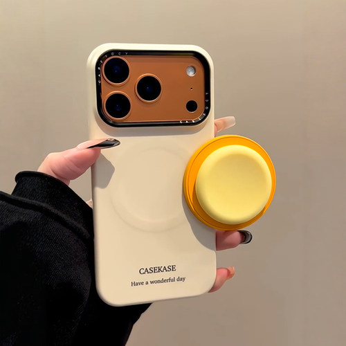 韩风ins简约纯色硅胶纽扣磁吸支架适用iPhone17promax手机壳苹果15pro新款14超好看13女款16半包菲林硬保护套